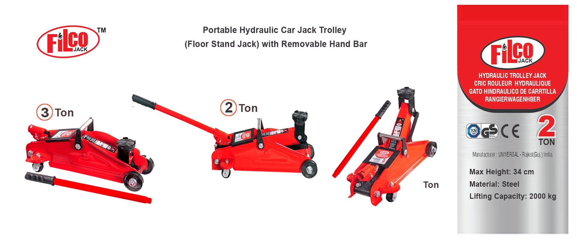 Hydraulic Trolley Vehicle Floor Jack Stand Manufactures Rajkot Gujarat- India