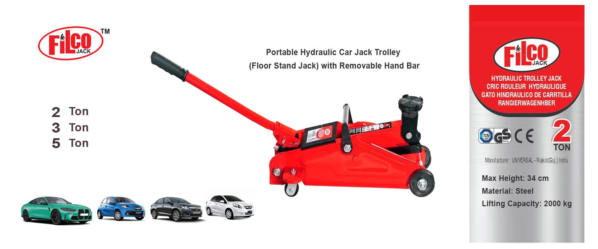 Hydraulic Trolley Vehicle Jack Stand 2-Ton - 3-Ton - 5-Ton Manufactures Rajkot Gujarat India